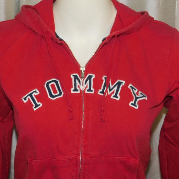 Tommy Hilfiger Zip Up Hoodie Vintage Red - Picture 2 of 6